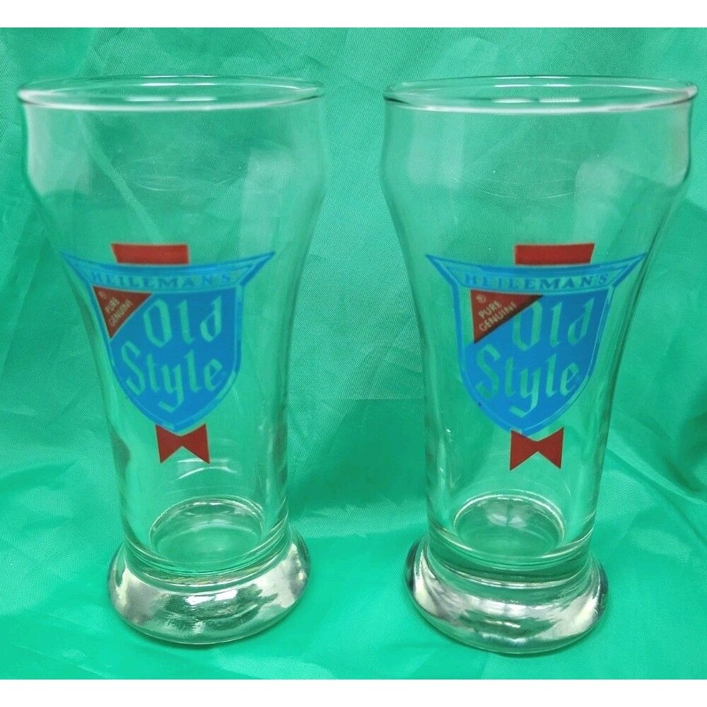 Lot of Two Vintage Heileman's Old Style Beer Pilsner Glasses 8 oz MCM Vintage